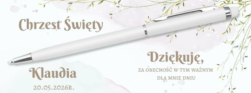 Podziękowania dla gości - Chrzest Święty – personalizowany długopis z dedykacją i zdjęciem