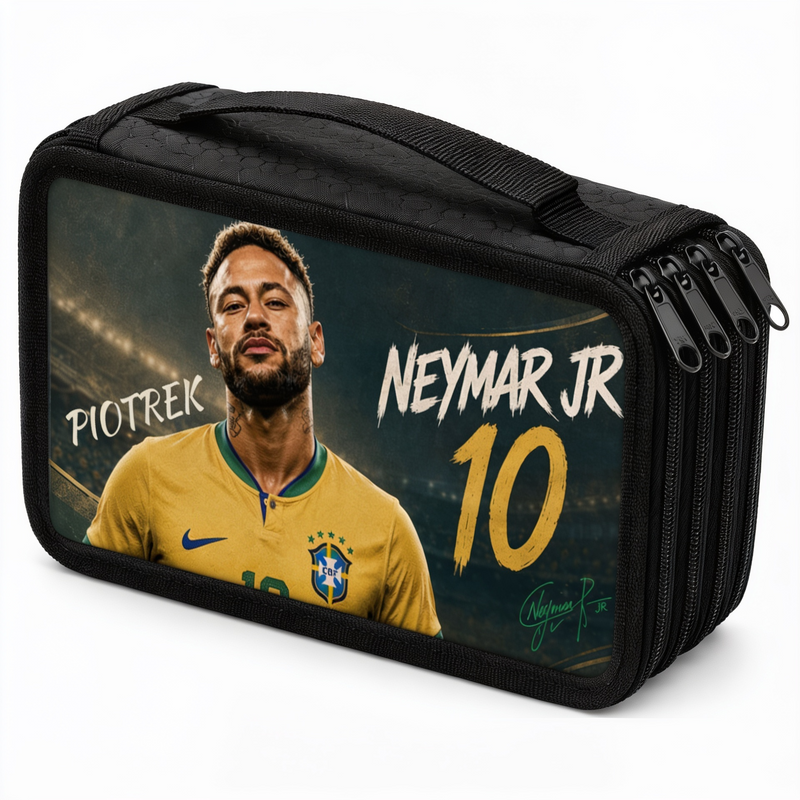 Personalizowany piórnik czterokomorowy Neymar Jr z imieniem – piórnik dla fana piłki nożnej