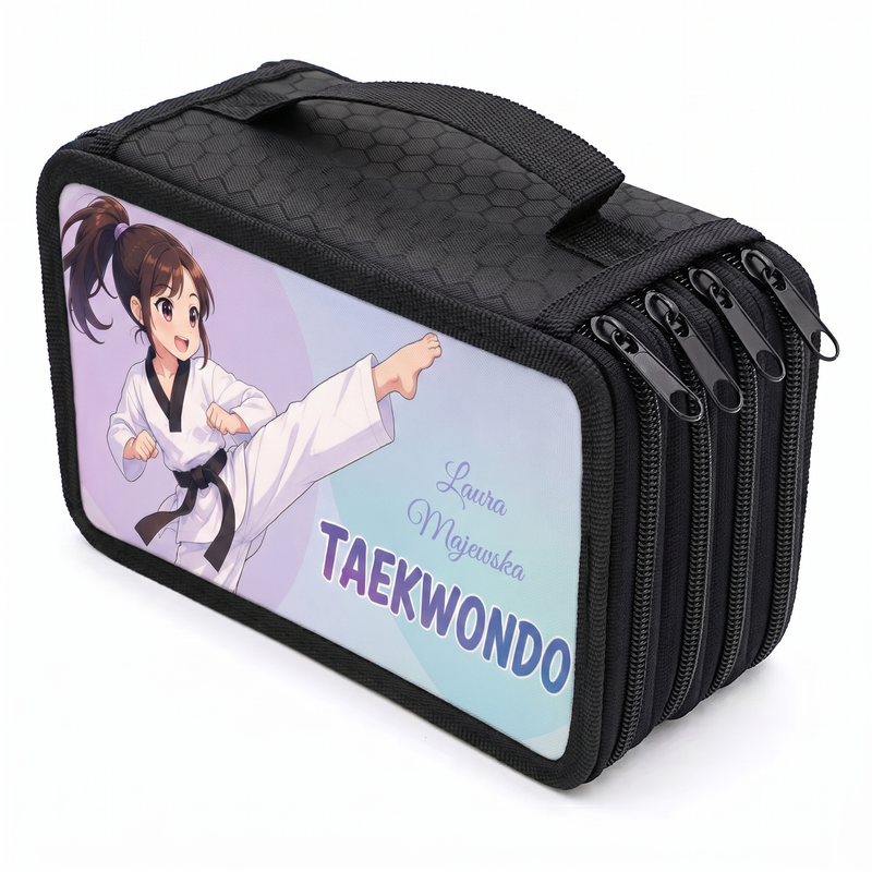 Personalizowany piórnik Taekwondo dla dziewczynki z imieniem – Anime Taekwondo
