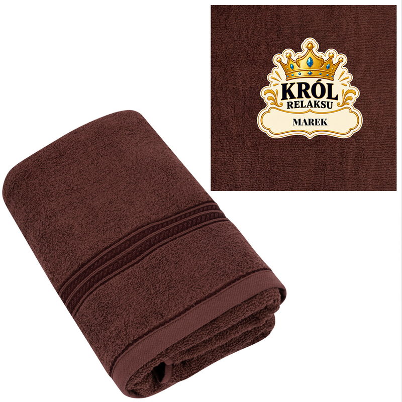 Ręcznik kąpielowy / Brązowy / Personalizacja / 70x140 / Prezent na Urodziny