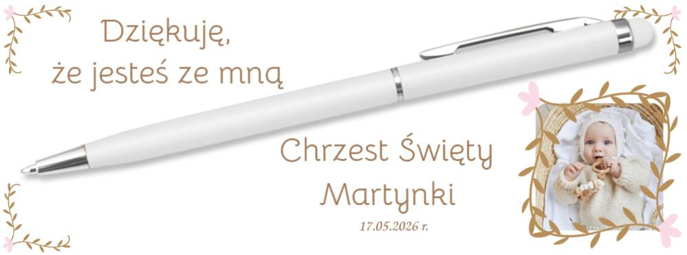 Podziękowania dla gości - Chrzest Święty – personalizowany długopis z dedykacją i zdjęciem