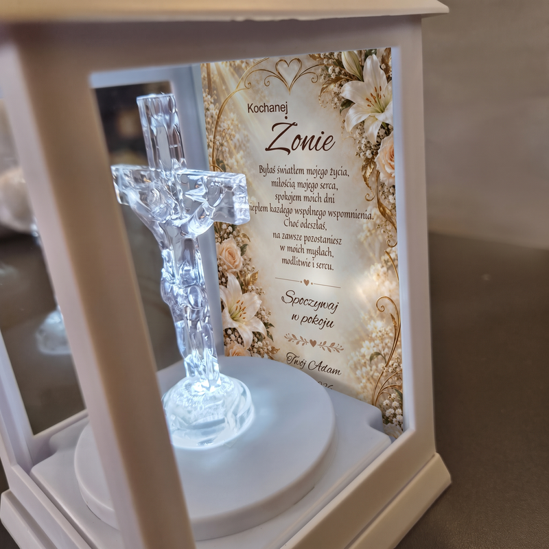 Znicz LED dla Dziadka – latarenka z krzyżem i personalizacją