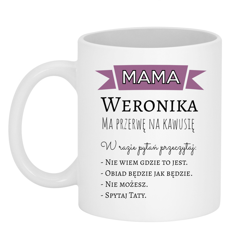 Dzień Mamy: kubek z powiedzonkami mamy i personalizacją