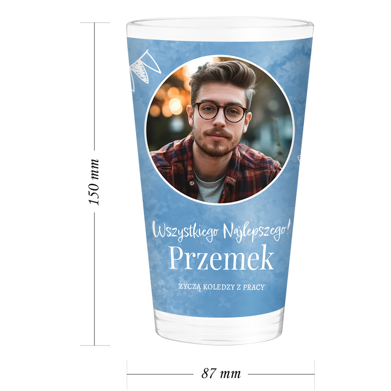 Personalizowana szklanka z nadrukiem na prezent urodzinowy 450 ml