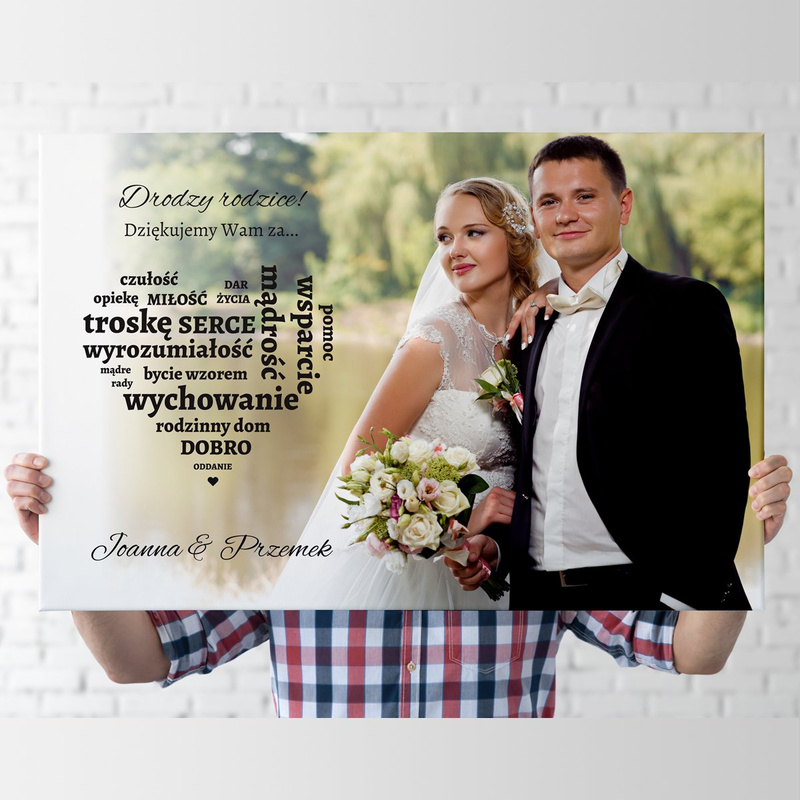 Obraz na płótnie Podziękowania dla rodziców 40x60 cm