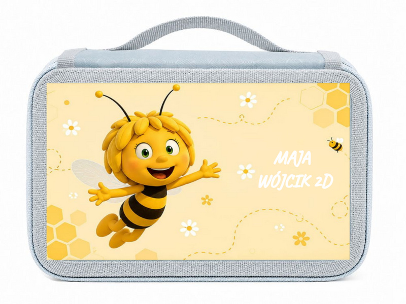Personalizowany piórnik czterokomorowy z Pszczółką Mają, imieniem i klasą