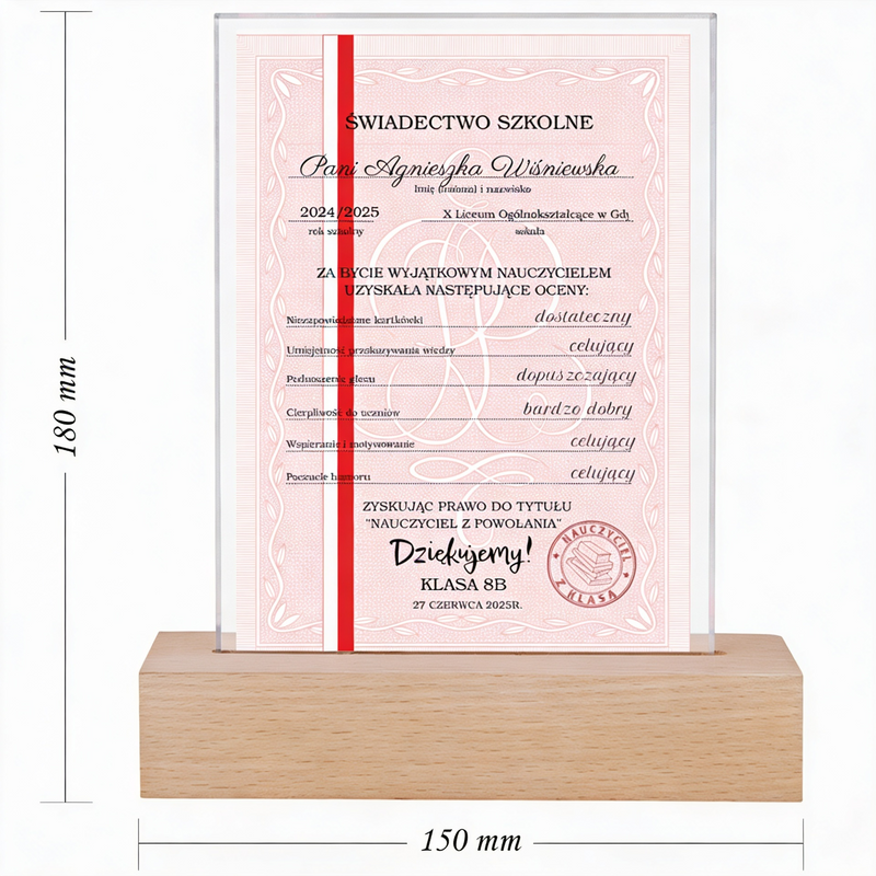 Dzień Nauczyciela – personalizowana ramka LED z dedykacją i zdjęciem
