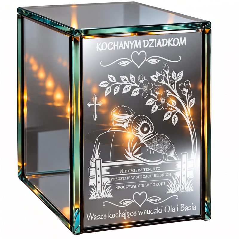 Personalizowany lampion lustrzany 3D LED dla Dziadków z grawerem – „Kochanym Dziadkom”