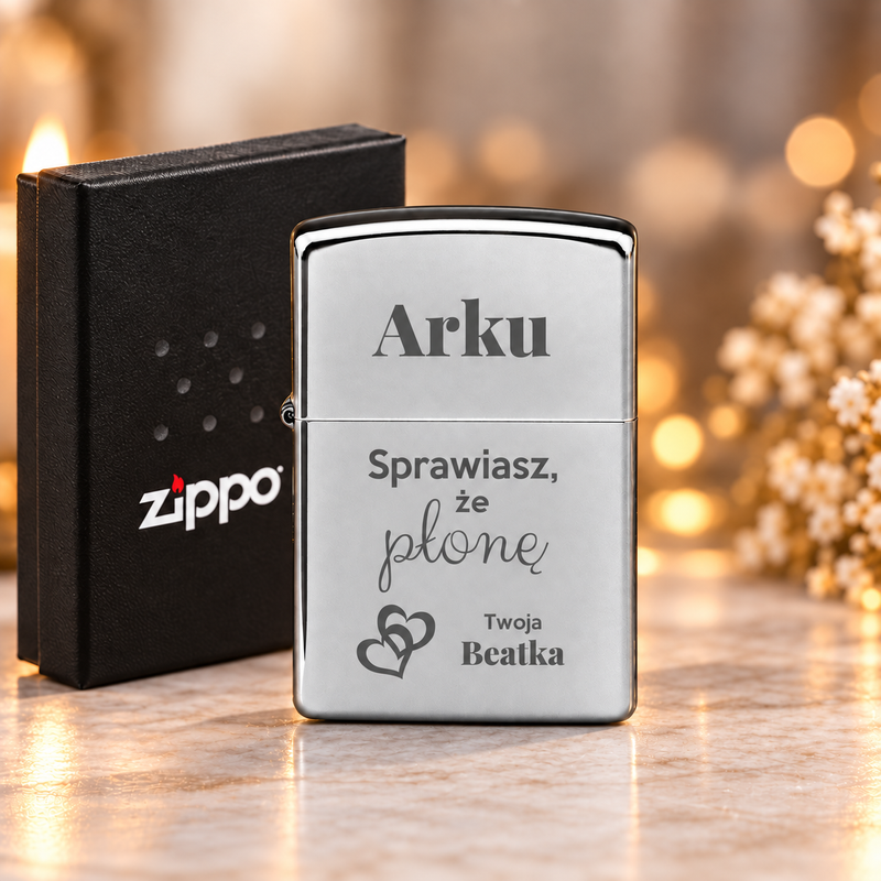 Zapalniczka ZIPPO 205 Satin Chrome matowa z grawerem diamentem