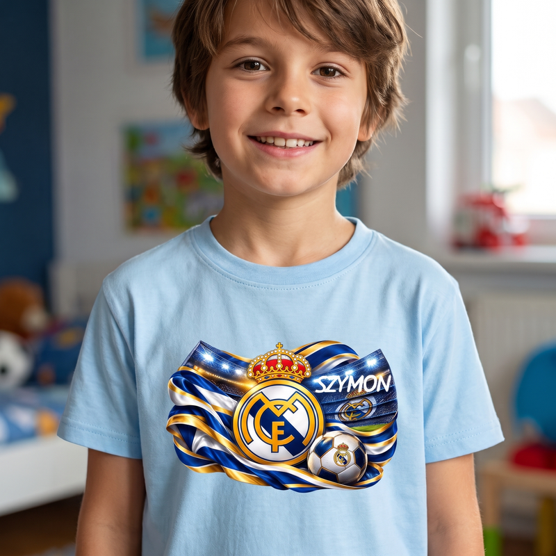 Personalizowana koszulka Real Madrid z imieniem – dziecięcy T-shirt piłkarski