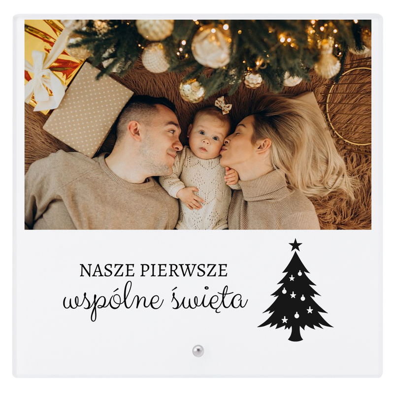 Szklana ramka personalizowana na zdjęcie na Święta i Mikołajki