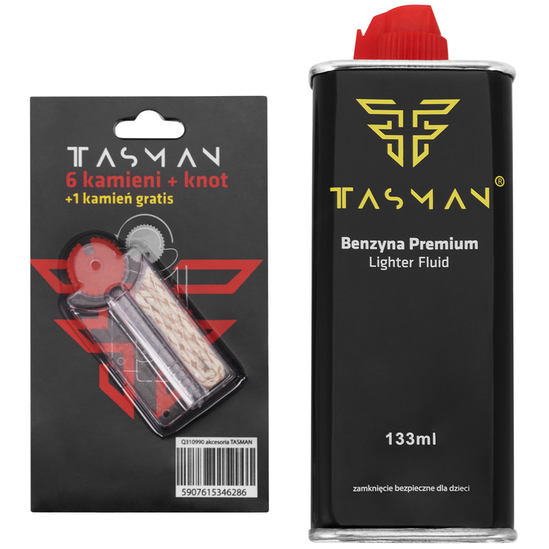 Zapalniczka benzynowa TASMAN - Złoty Metal Grawer / benzyna / knot / kamienie