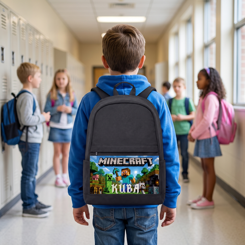 Personalizowany plecak szkolny z motywem Minecraft