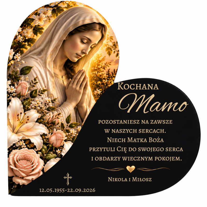 Zestaw nagrobny z personalizowaną tabliczką i świeczką LED