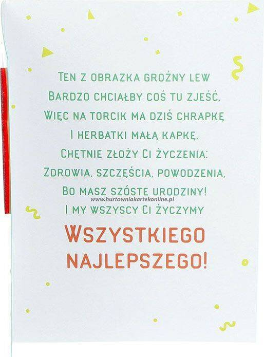 Kartka okolicznościowa na 6 urodzinki