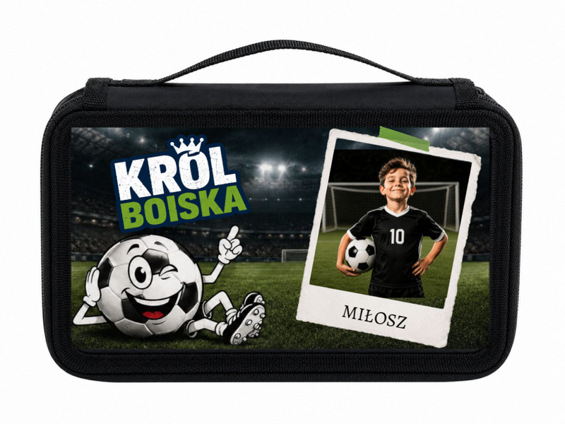 Personalizowany piórnik piłkarski ze zdjęciem i imieniem – Król Boiska